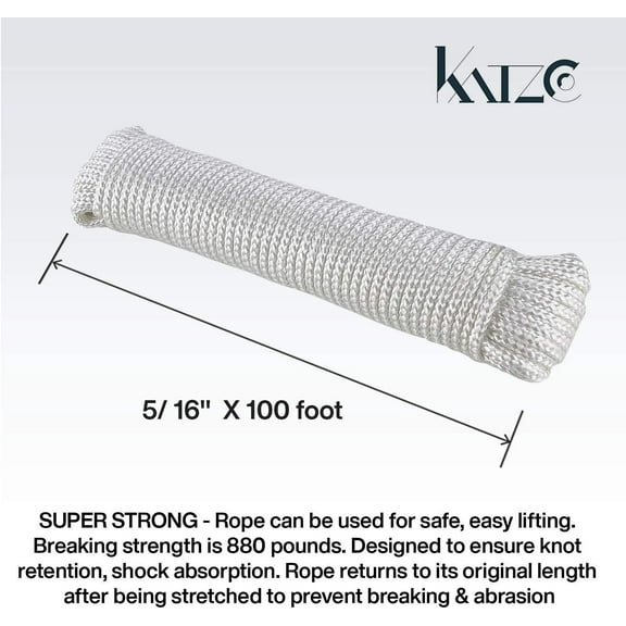 Everything You Need | Katzco Nylon Braided Rope - 516 Inch X 100 Foot Anchor