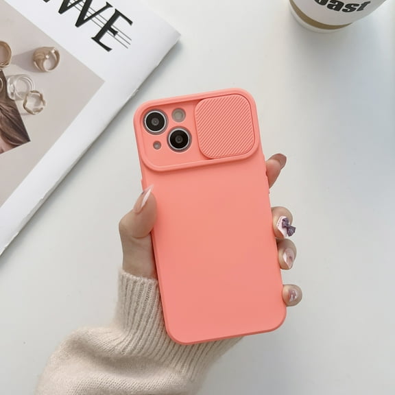 Slim Fit Case for iPhone 14, 2MM Camera Lens Sliding Design Sleek Candy Colors Protective Cover with Military Grade Soft Lining Silicone Skin-Friendly Shockproof Anti-Scratches Case,Pink