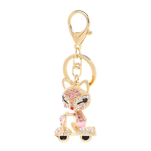 Llavero Fox Scooter de lujo con detalles de cristal de strass