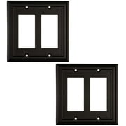 Pack of 2 Wall Plate Outlet Switch Covers by SleekLighting | Classic Black Architecture Wall plates| Variety of Styles: Rocker/Receptacle/Toggle / & Combo | Size: 2 Gang Decorator
