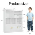 thumbnail image 2 of Metal Kids Bookcase Shelf Storage Cabinet with 3 Doors and 5 Open Cubbies Black White, 2 of 5