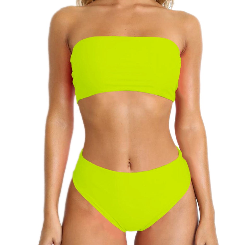 neon tube top bathing suit