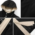 thumbnail image 4 of Bixock Fall and Winter Men Peacoats, Men Wool Coat Jackets, Men's Solid Color Long Sleeve Hooded Zippered Pockets Belted Insulated Trench Coat Warm Outerwear Jackets, 4 of 4