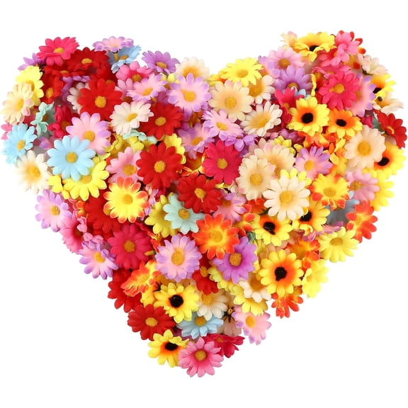 200pcs Artificial Flowers for Crafts, 4 cm Daisy Colorful Flower Heads, Silk Artificial Flowers, Decorative Flowers Daisy for DIY Crafts, Wedding, Party Decorations