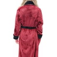 thumbnail image 4 of Elegant Comfort Women’s Plush Fleece Spa Bathrobe, Shawl Collar and Pockets, Velvet Soft and Warm Long Robe - Medium, Burgundy/Black, 4 of 5