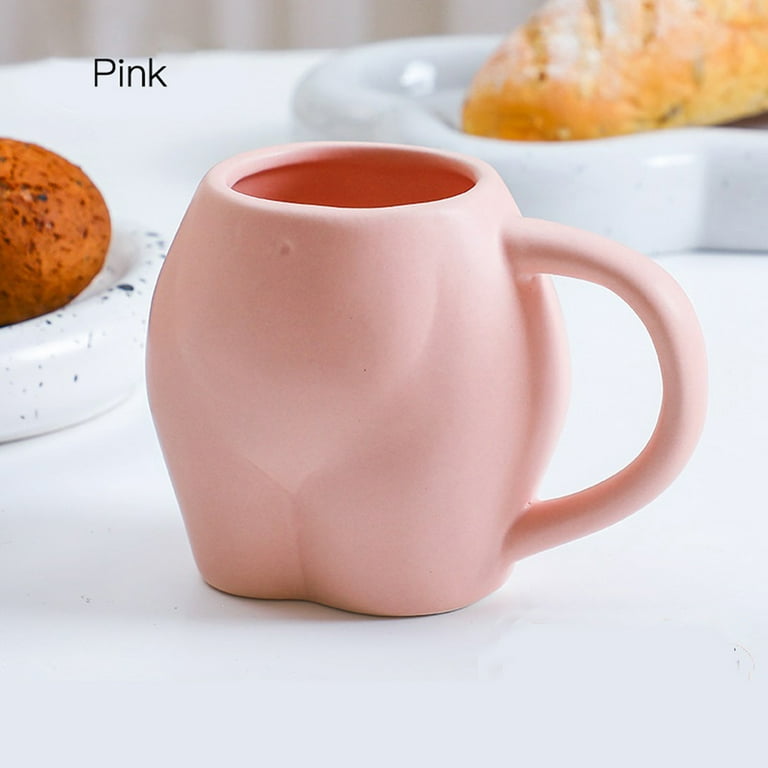 Shin-chan Shaped Novelty Ceramic Mug - Pink, Frosted Flat Bottom For Mug Warmer, 11oz, Dishwasher Safe