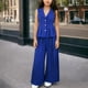 thumbnail image 1 of Conjunto de dos piezas de camisa y vaqueros con cintura ceñida sin mangas de verano para niños, top de poliéster para niños, 1 of 9