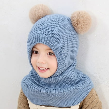 

TOWED22 Thick Baby Kids Winter Scarf Knitted Toddler Warm Caps Ski Hood Hat Hat Thermal Windproof Dinosaur Hat for Toddler Boys D