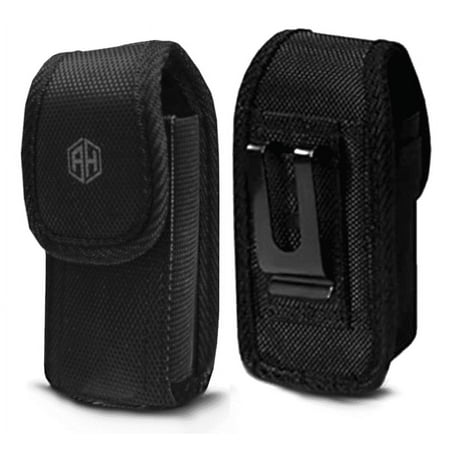 Military Grade Cell Phone Case,Rugged Pouch Holster Nylon Metal Clip Flip Phone Belt Case Fits Kyocera Cadence S2720, DuraXTP, DuraXV LTE, DuraXV Plus, DuraXE, Most Large FLIP Phones & Insulin Pumps