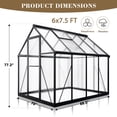 thumbnail image 6 of Polar Aurora 7.5x6 FT Quick Setup Polycarbonate Greenhouse with Roof Vent,Large Aluminum Walk-in Green House for Outdoor Garden Backyard,Black, 6 of 7