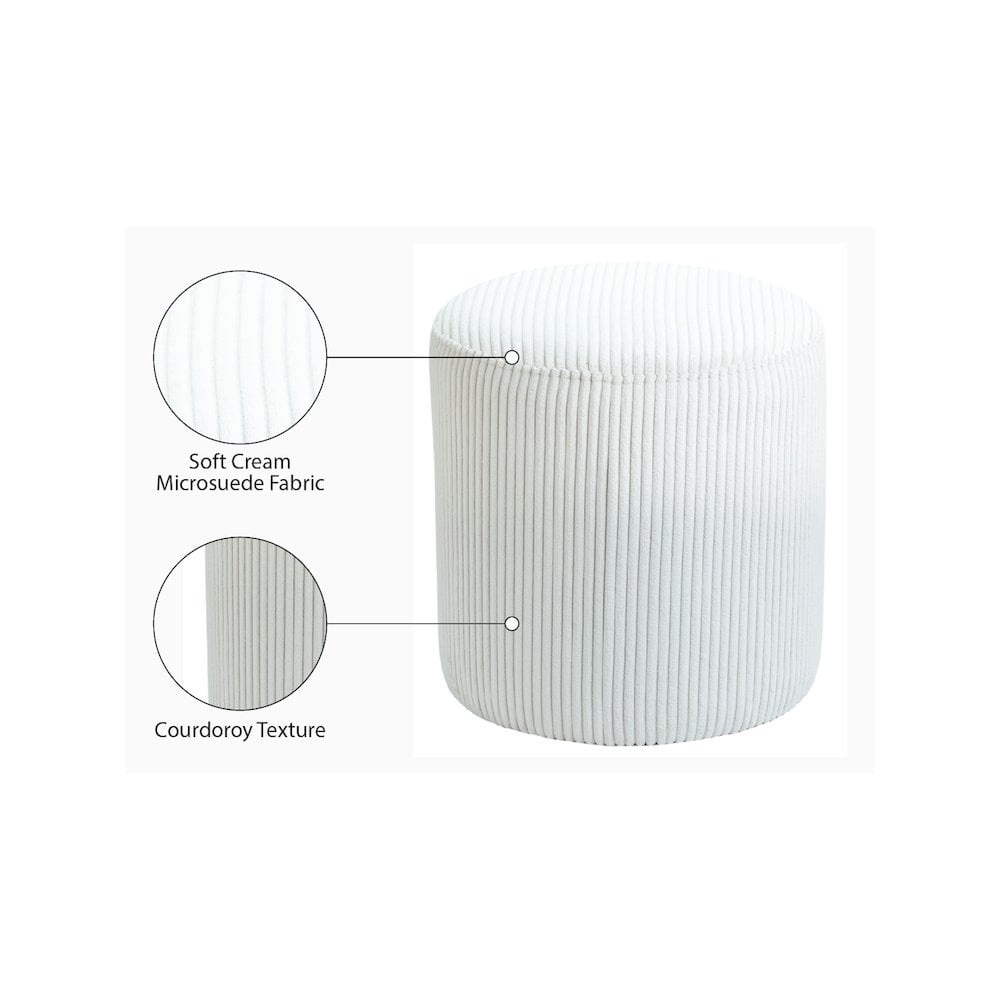 Meridian Furniture Roy Cream Ottoman/Stool