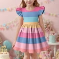 thumbnail image 4 of ATOGUTA Size 3T-14 Girl Dresses Ruffle Sleeve Summer Beach Holiday A-Line Cute Midi Casual Sundress Pink, 4 of 5