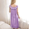 thumbnail image 4 of BUIGTTKLOP Womens Satin Nightgown Short Sleeve Sleepwear Sqaure Neck Full Length Nightshirt Soft Comy Lounge Dress, 4 of 6