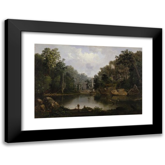 Robert S. Duncanson 14x11 Black Modern Framed Museum Art Print Titled - Blue Hole, Flood Waters, Little Miami River (1851)
