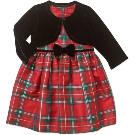 George Toddler Girl Plaid Holiday Special Occasion Dress with Velvet ...