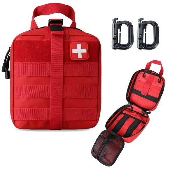 LIVANS Pochette Tactique de Premiers Soins, Pochettes Molle EMT à Rabat Militaire IFAK Sac Médical Trousse d'Urgence de Survie Extérieure Conception à Dégagement Rapide Inclut Rouge