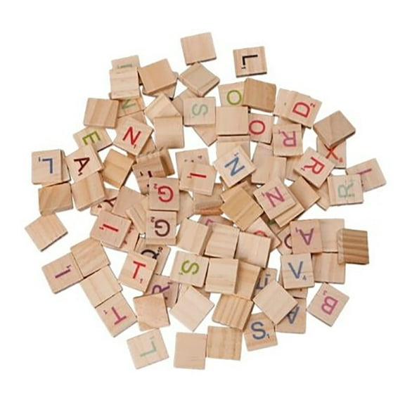 100X Wooden Scrabble Tiles Colorful Letters Numbers For Crafts Wood Alphabet Toy