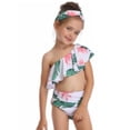thumbnail image 2 of Franhais Parent-child Matching Swimsuit Set, Floral Print Off-shoulder Low-cut Bikini + Elastic Waist Panties, 2 of 9