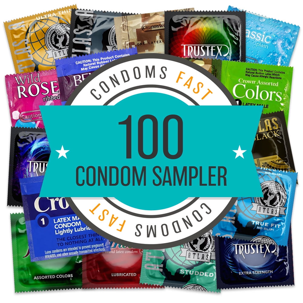Premium Condom Variety Sampler, 100-Count Pack + Yabai Personal Lubricant