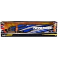 thumbnail image 3 of International LoneStar Enclosed Car Transporter "Toyo Tires" Black with Blue and Gray Stripes 1/64 Diecast Model by Maisto, 3 of 3