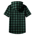 thumbnail image 4 of Tdoqot Boys Plaid Shirts with Hood- Short Sleeve Casual Fashion Button Down Kids Summer Clothes Green Size 6, 4 of 5