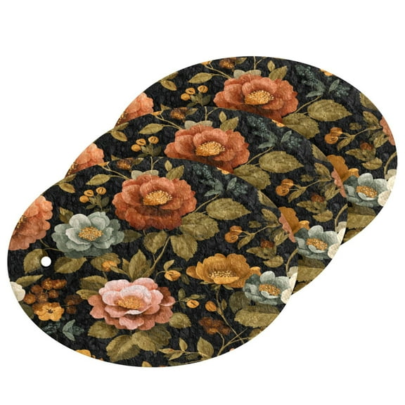 3 Pack Dish Sponges Bulk Natural Sponges Household Cleaning Sponge Non-Scratch for Kitchen Dishwashing and Cleaning Dishes Vintage-inspired Floral Pattern