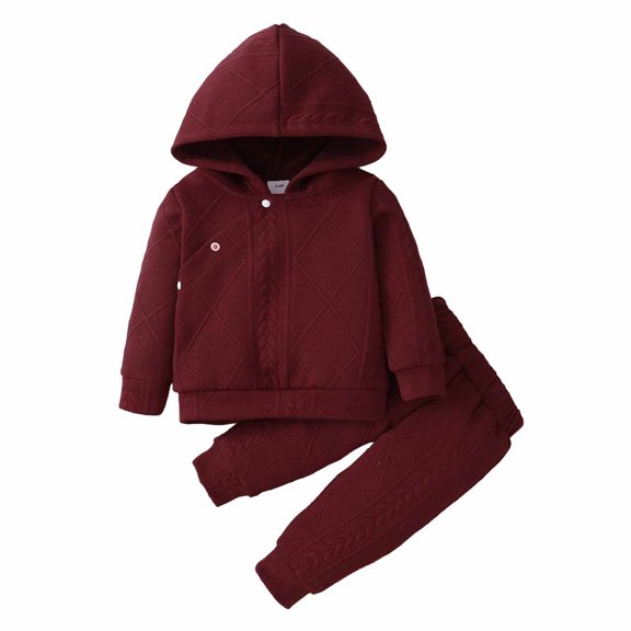 Odeerbi Baby Boys Girls Coats Sweatshirt Infant Toddler Sweater Set Solid Color Hooded Top 2024 Long Sleeve Top Trousers Two Piece Set