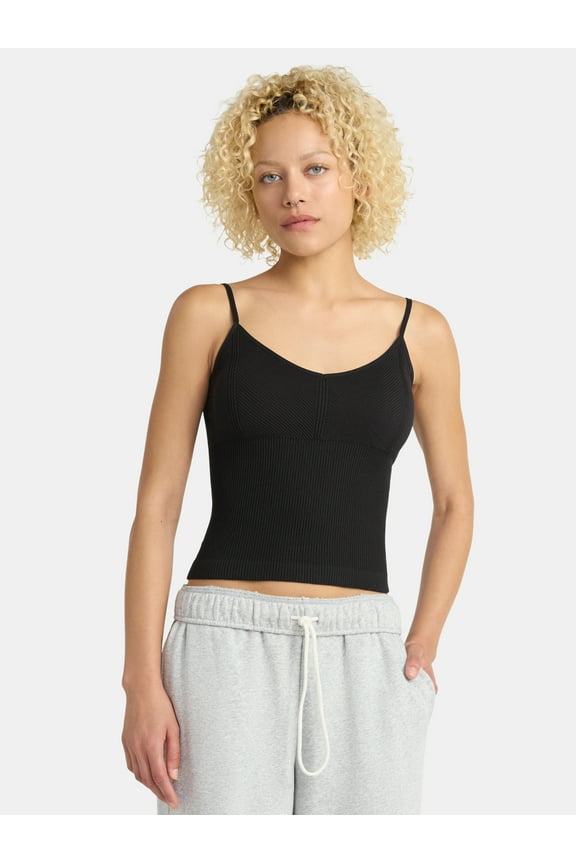 Seamless Miter Textured V-Neck Cami with Demi Cups, Women's