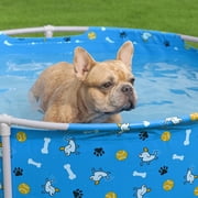 H2OGO! Fetchin' Fun Pet Play Pool - Blue, 48 Dog Splash-Swim-Wade Tub, Bone-Ball- Paw Print, Metal Frame, Tritech Liner, Outdoor Animal Water Play