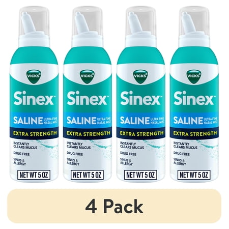 (4 pack) Vicks Sinex Extra Strength Nasal Spray, Nasal Decongestant for Sinus Relief, 5 oz