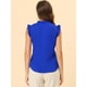 thumbnail image 4 of Blusa vintage Allegra K sin mangas con volantes para mujer Tops de trabajo ribete de volantes Azul real S, 4 of 5