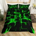 thumbnail image 2 of Erosebridal Green Plaid Comforter Cover Twin,Futuristic Cubes Bedding Twin Size,Lightweight Reversible Comforter Cover Twin,Buffalo Decoration,3-Piece(No Comforter), 2 of 7