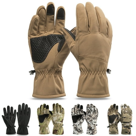 Dengjunhu 1 Pair Camouflage Hunting Gloves Full Finger Winter Windproof Accessories Winter Men Sport Gloves Plush Lining Anti Slip Gloves