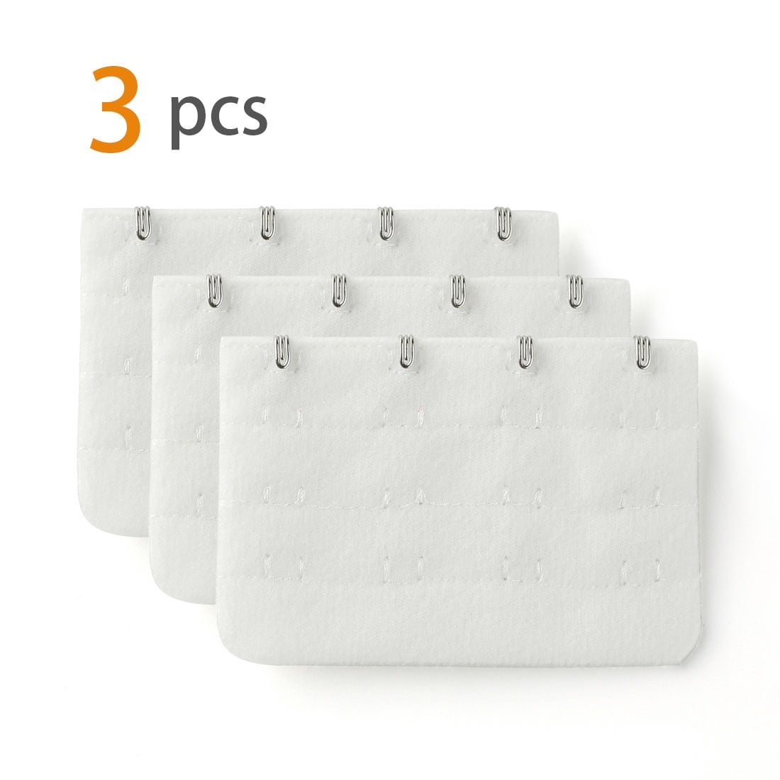 Unique Bargains 3pcs Women 3 Rows 4-hook Bra Strap Extension Bra Extender White