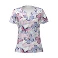thumbnail image 2 of Uemuo Butterflies in Pastel Drawing Women's Deep V-Neck Low Cut Tops - Casual Loose Fit with Stainless Steel Loop, Soft, Breathable, Perfect for Office, Travel, and Daily Wear-Large, 2 of 5