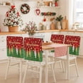thumbnail image 2 of Green Christmas Tree Chair Covers Set of 4 Merry Christmas Pine Gold Snowing Red Chair Back Covers Stretch Removable Washable Slipcovers Protector for Dining Room Kitchen Party Decor, 2 of 5