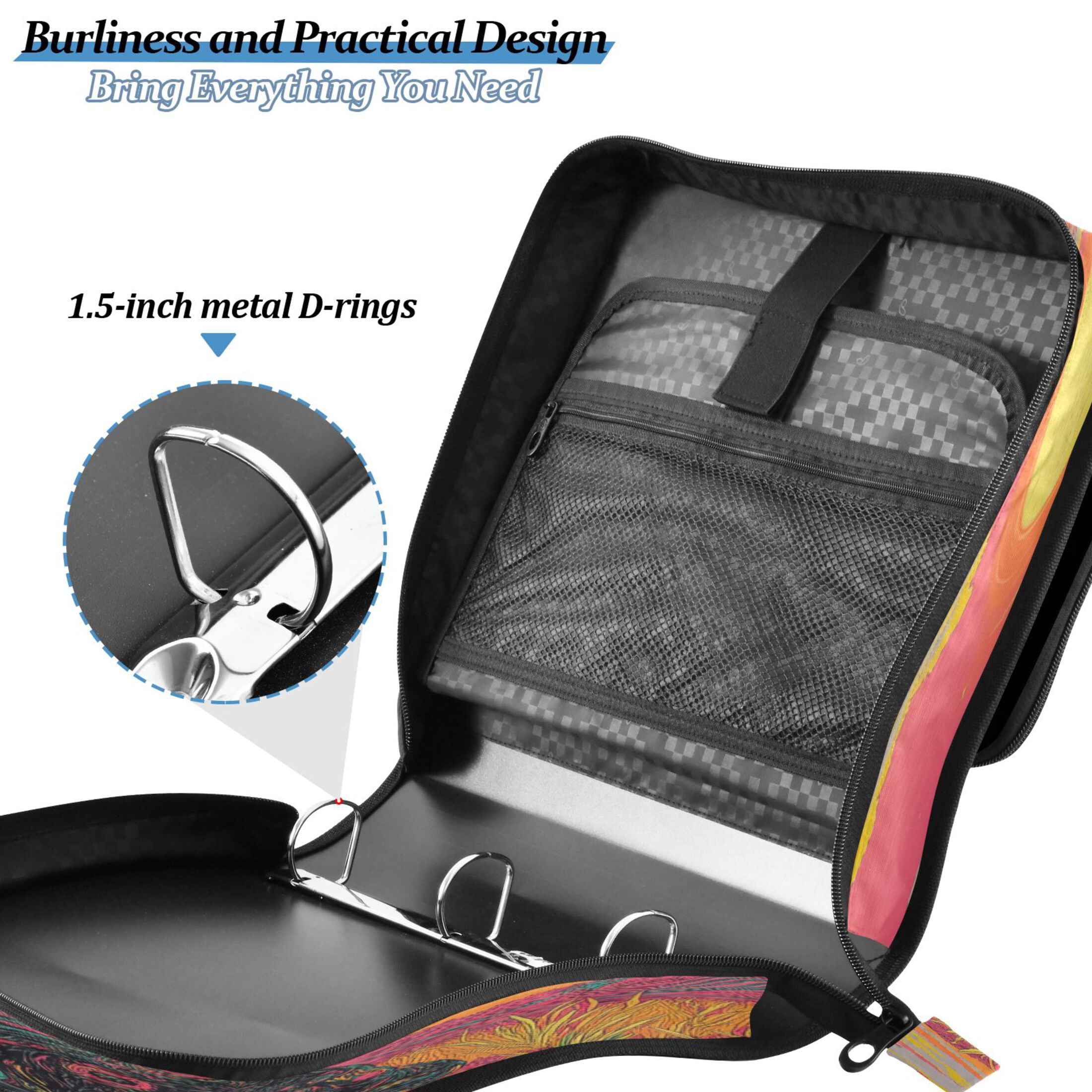 YAZAOO Zipper Binder trapper keeper Documents Organized Design Enchanted Sunlit Cat Printed