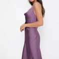thumbnail image 5 of Jzuxvd Women's Spaghetti Strap Cowl Neck Long Slip Satin Silk Midi Dress Purple S, 5 of 7
