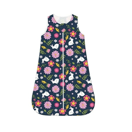 

Yiaed Floral Rabbit Print Baby Sleep Sack Sleeveless Baby Sleeping Bag Toddler 2-Way Zipper Wearable Blanket for Infant Toddler Newborn-X-Large