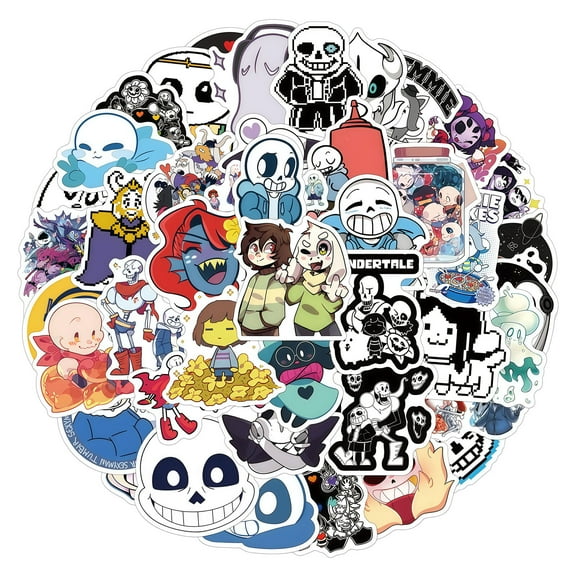 55 PCS For Undertale Theme Water Bottle Stickers for Teens,Vinyl Holiday Party Waterproof Stickers for Suitcases, Skateboard, Laptop Stickers
