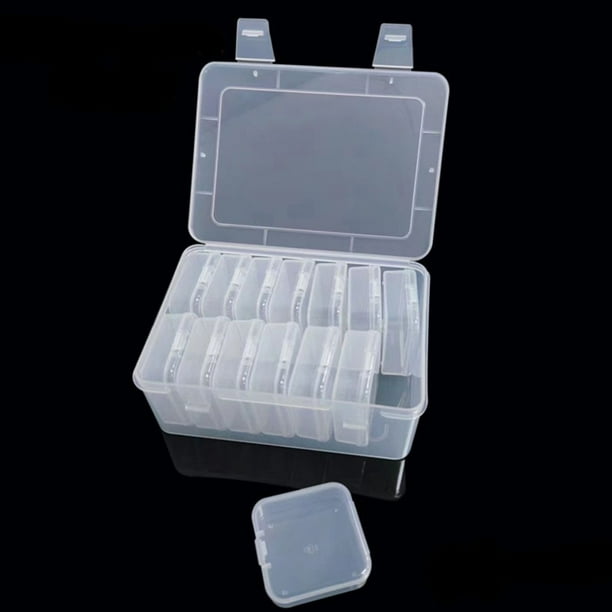 SUNFEX 14Pcs Small Plastic Storage Box With Hinged Lids Clear Bead