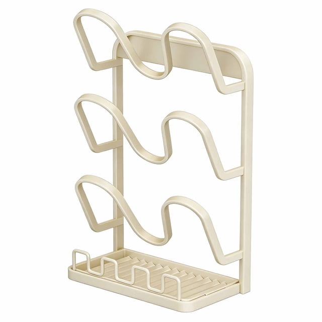 zhangmingg U Shaped Kitchen Counter Lid Organizer Rack with Removable Tray Steel Spoon Stand Holder for Efficient Cooking Space