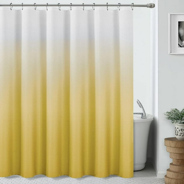 Cortina de ducha dorada con degradado, juego de cortina de ducha de tela de poliéster con ganchos, forro de cortina de baño repelente al agua, cortina de baño decorativa de spa de
