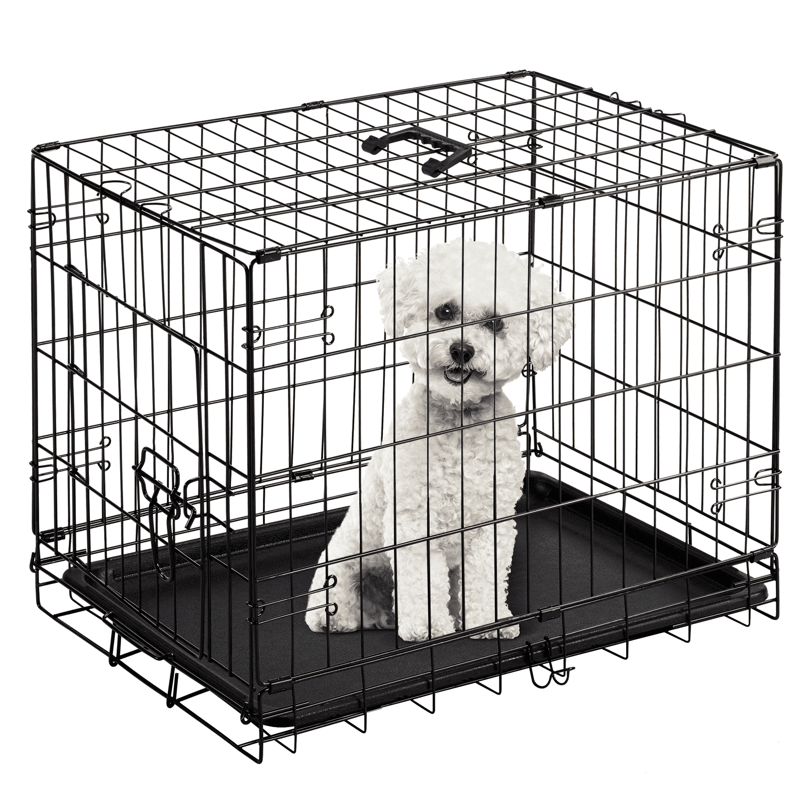 MAYEERTY 30in Dog Cage Single-Door Secure Lock Collapsible Metal