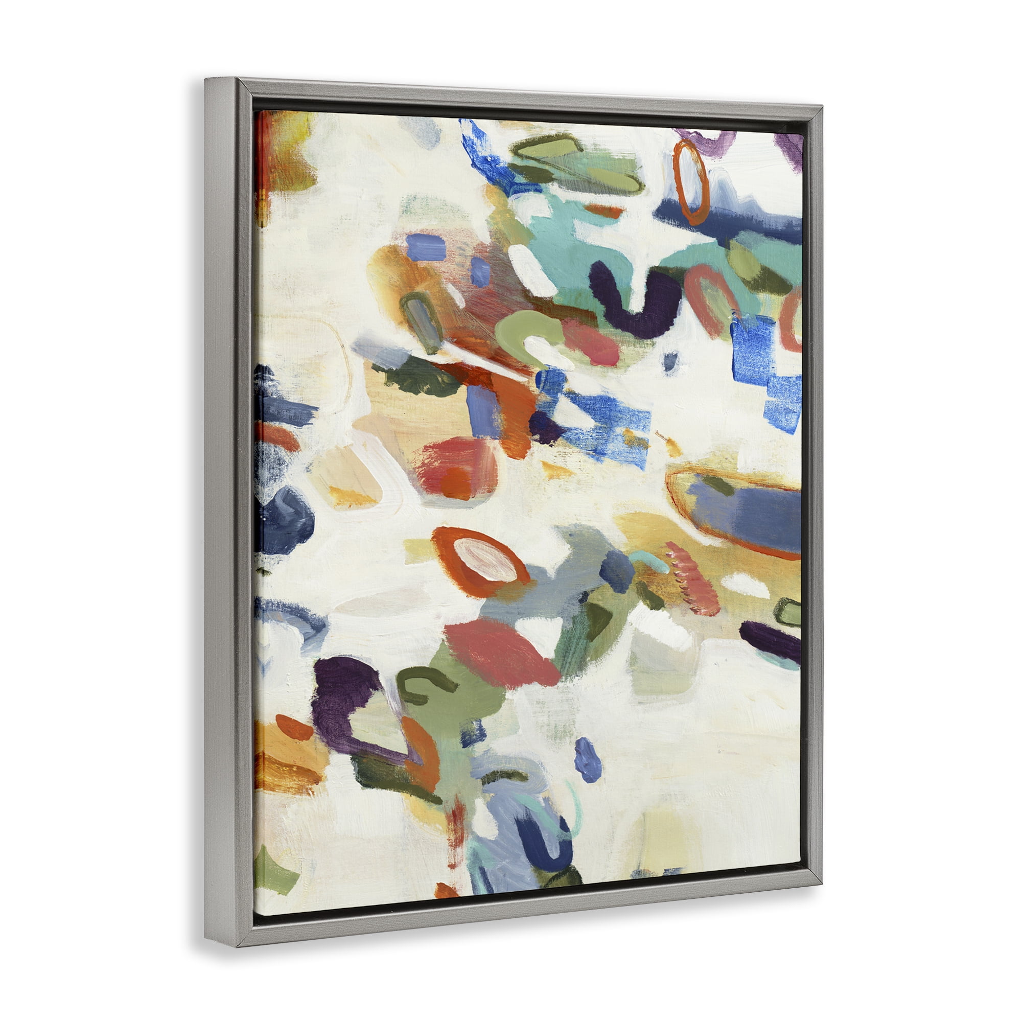 Stupell Industries Multihued Expressive Abstract Gray Framed Floater Canvas Wall Art, design by Lisa Ridgers