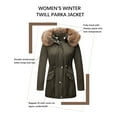 thumbnail image 2 of Giolshon Women's Twill Parka Jacket with Faux Fur Collar,Warm Winter Coat for Women, 2 of 6