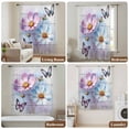 thumbnail image 5 of Pink Blue Floral Semi Sheer Curtains Drapes for Living Room,Bedroom,French Doors Window 96 Inches Long,Butterflies Vintage Oil Painting Wooden Rod Pocket Chiffon Curtain Drapery Voile Draperies Panel, 5 of 8