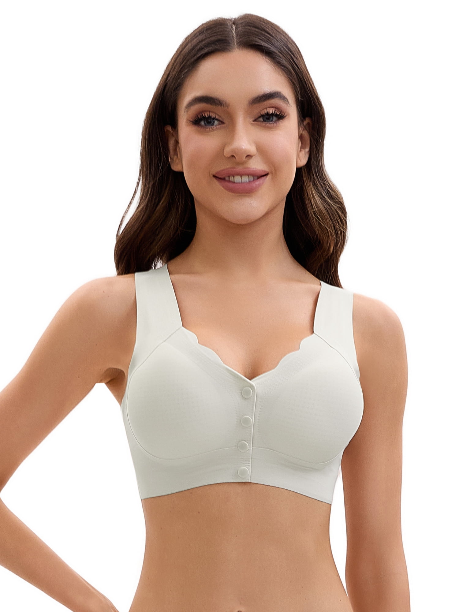 Unique Bargains Women's Vest Wirefree Wave Trim U Back Soft Bras Large Light Grey