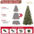 thumbnail image 7 of Tcbosik 6ft Artificial Christmas Tree with Warm White LED Lights, Artificial Xmas Tree with Red Berries, Pine Cones and 1593 Branch Tips, Indoor Holiday Decoration, Green & White, 7 of 7