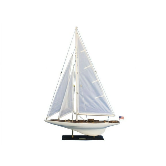 Handcrafted Model Ships INT-R-35 Wooden Intrepid Model Sailboat Decoration - 35 in.